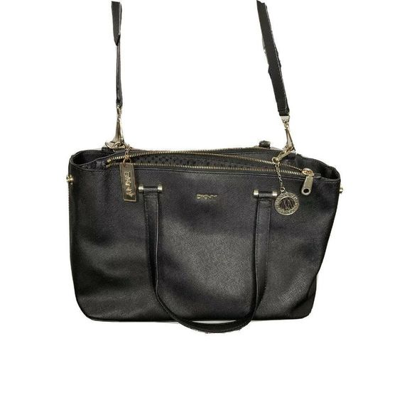 DKNY#2503 Large Purse Handbag Black Saffiano Leath